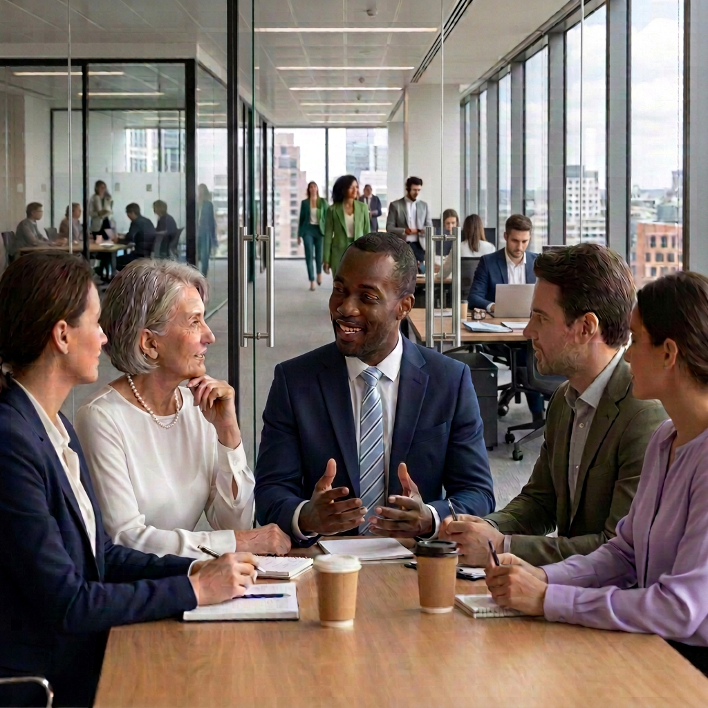 Leadership team in a collaborative coaching conversation